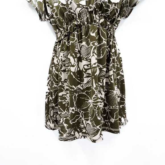 Y2K 2000s BCBG Bcbgmaxazria Floral Print V Neck Wrap Around Tie Back Tunic Top - Picture 4 of 7